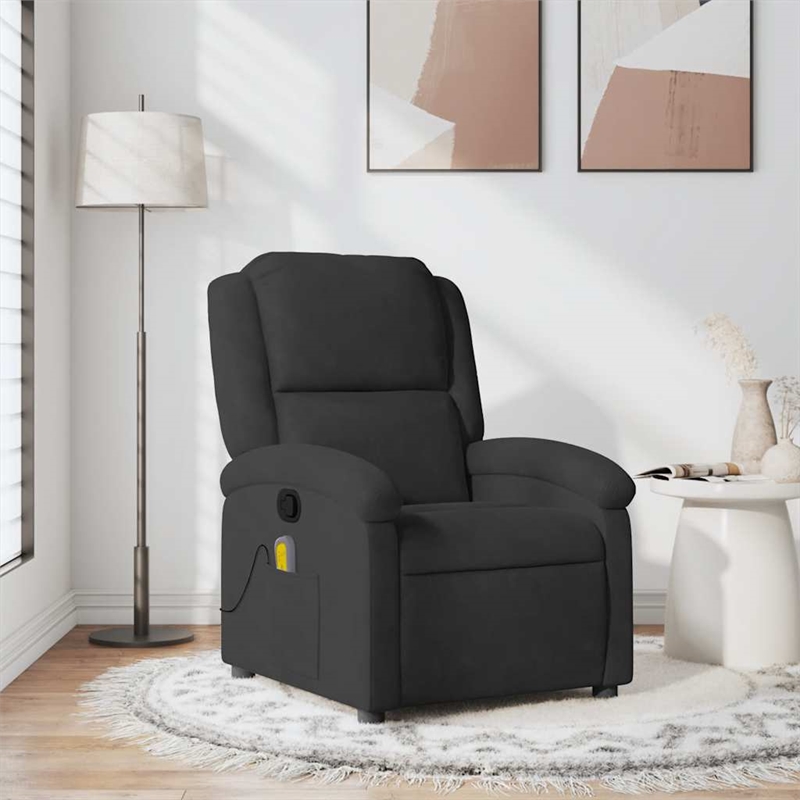 vidaXL Velvet Massage Recliner Chair in Black