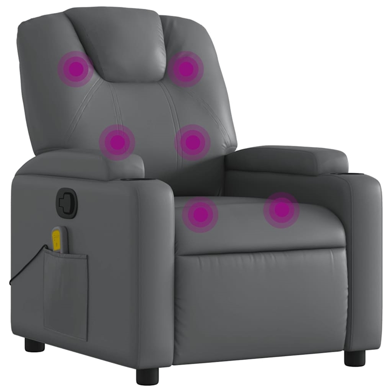 vidaXL Faux Leather Massage Recliner Chair in Grey