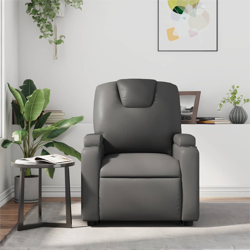 vidaXL Faux Leather Massage Recliner Chair in Grey