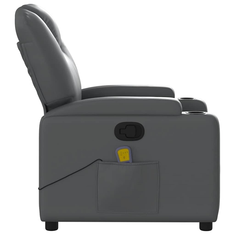 vidaXL Faux Leather Massage Recliner Chair in Grey