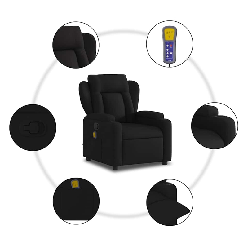vidaXL Massage Recliner Chair in Black