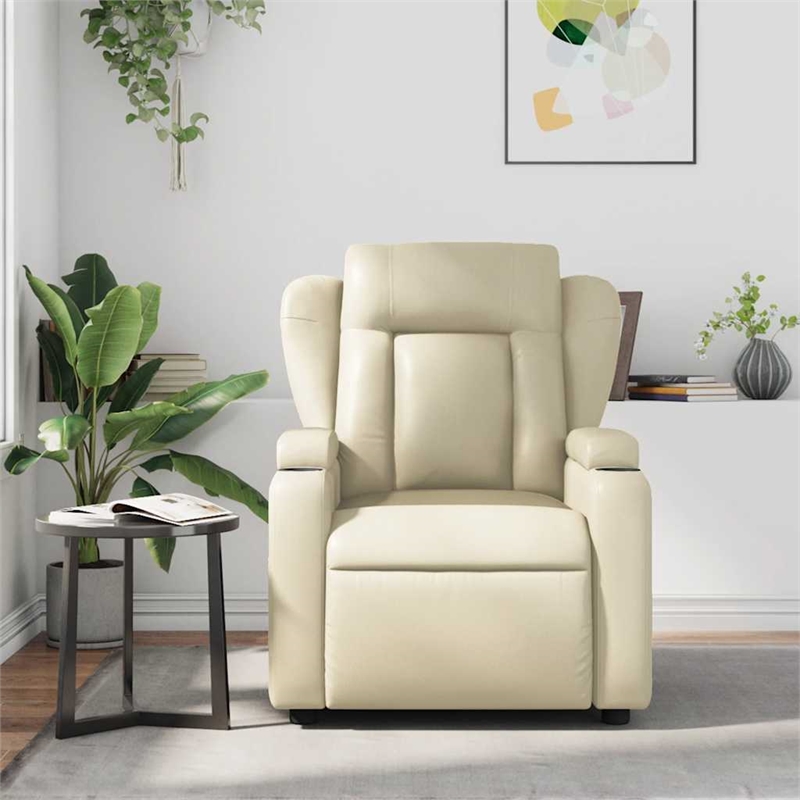 vidaXL Faux Leather Massage Recliner Chair in Cream