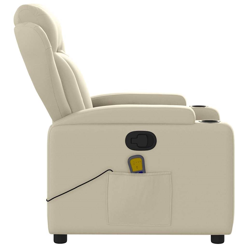 vidaXL Faux Leather Massage Recliner Chair in Cream