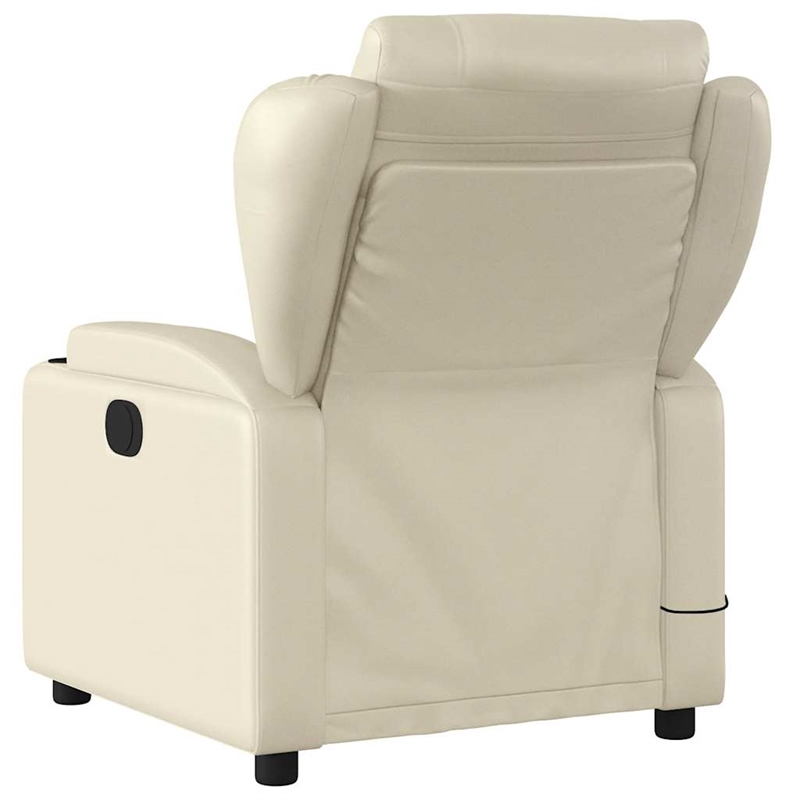 vidaXL Faux Leather Massage Recliner Chair in Cream
