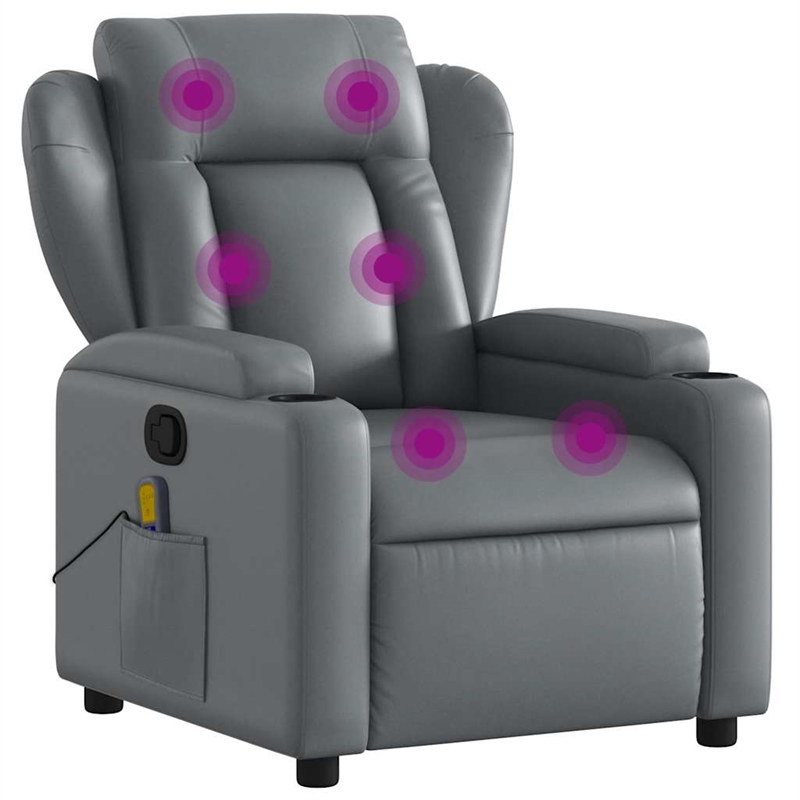 vidaXL Faux Leather Massage Recliner Chair in Grey
