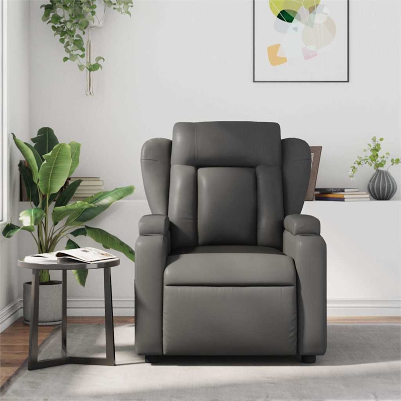 vidaXL Faux Leather Massage Recliner Chair in Grey