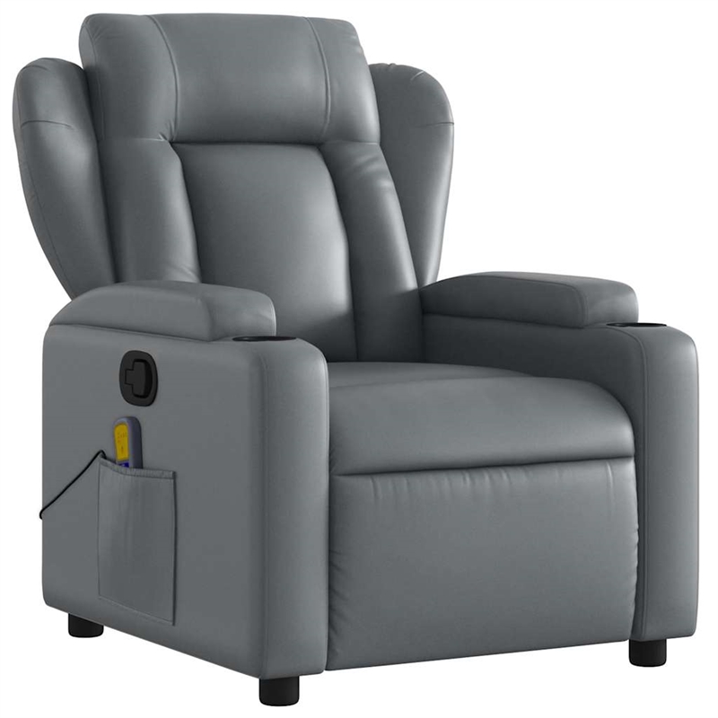 vidaXL Faux Leather Massage Recliner Chair in Grey