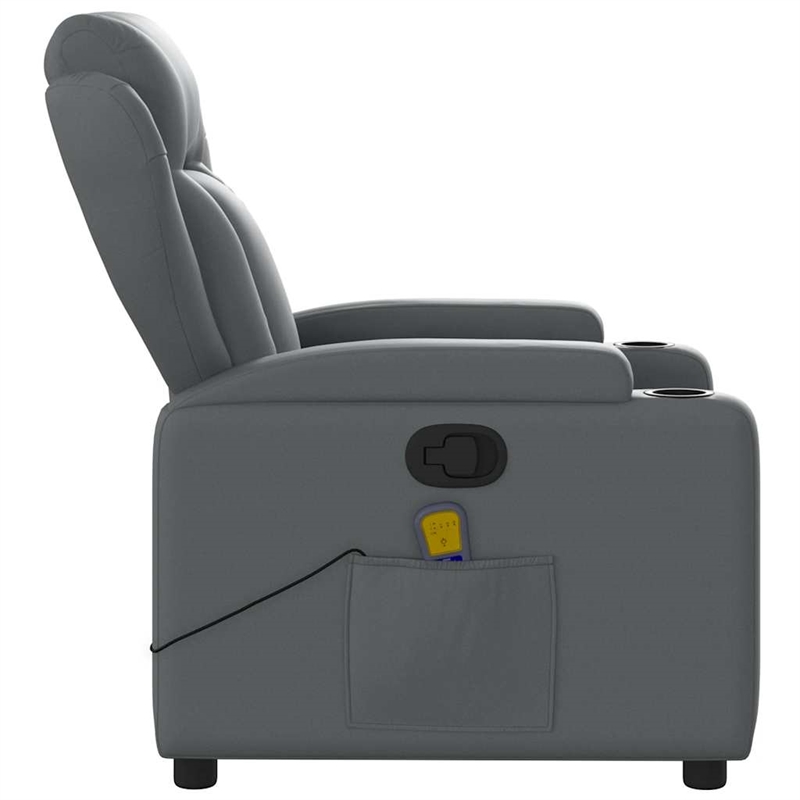 vidaXL Faux Leather Massage Recliner Chair in Grey