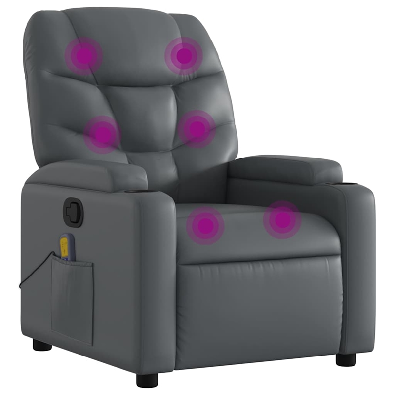 vidaXL Faux Leather Massage Recliner Chair in Grey