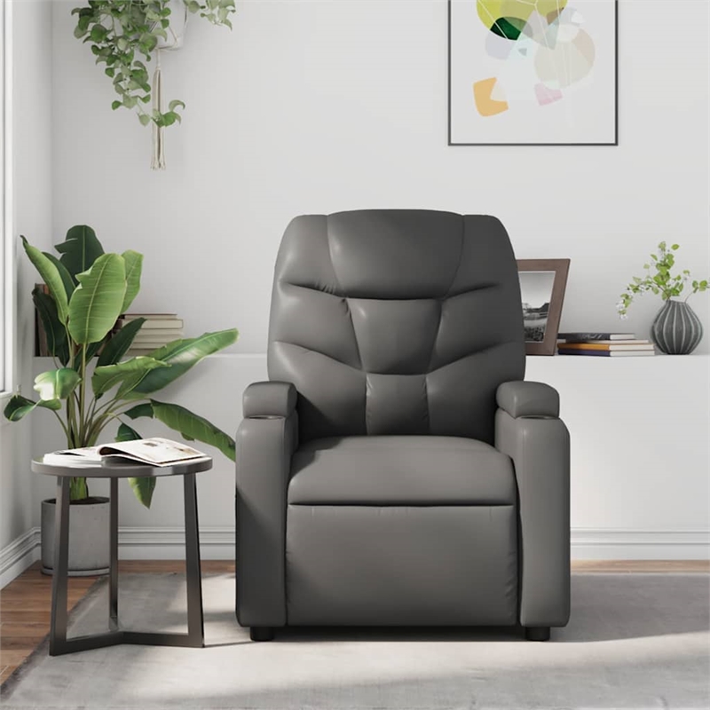 vidaXL Faux Leather Massage Recliner Chair in Grey