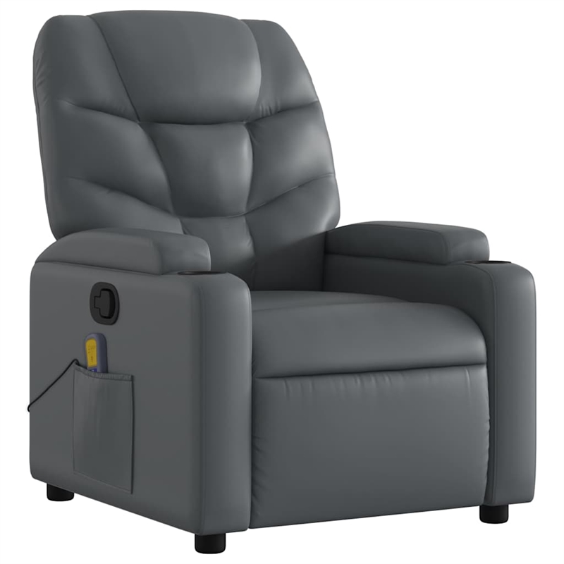 vidaXL Faux Leather Massage Recliner Chair in Grey