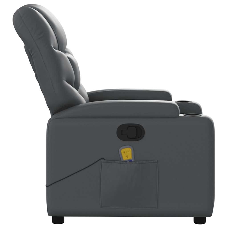 vidaXL Faux Leather Massage Recliner Chair in Grey