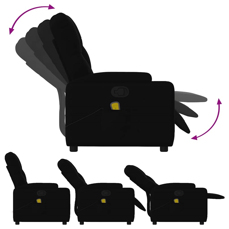 vidaXL Fabric Massage Recliner Chair in Black