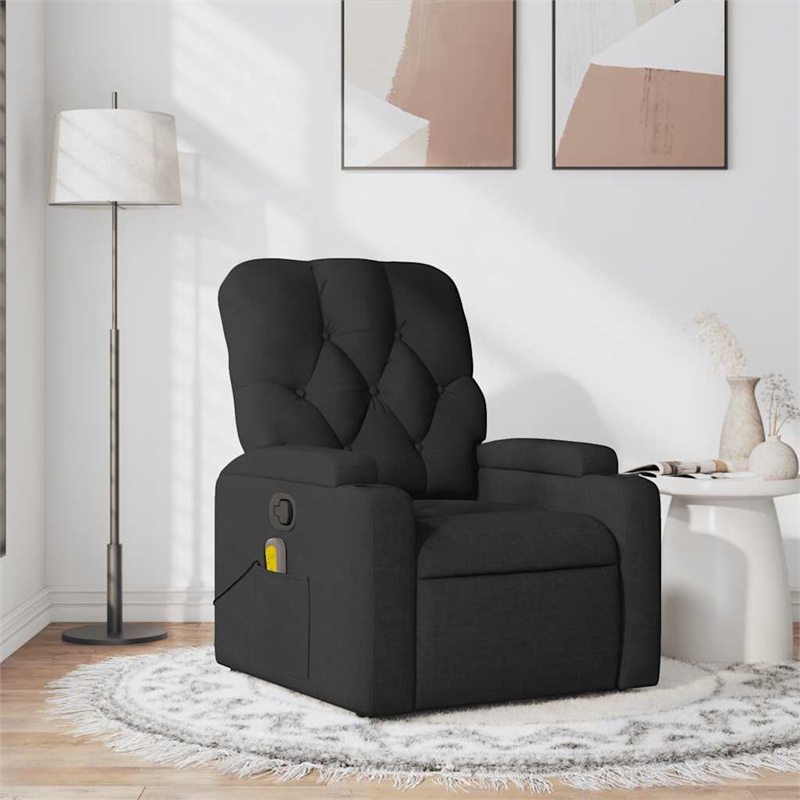 vidaXL Fabric Massage Recliner Chair in Black