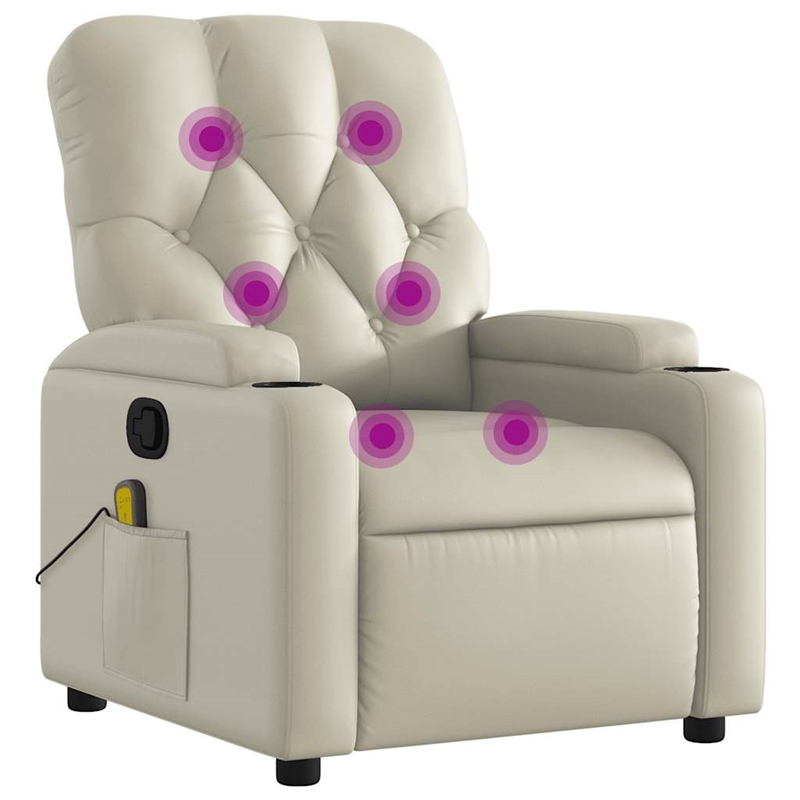 vidaXL Faux Leather Massage Recliner Chair in Cream