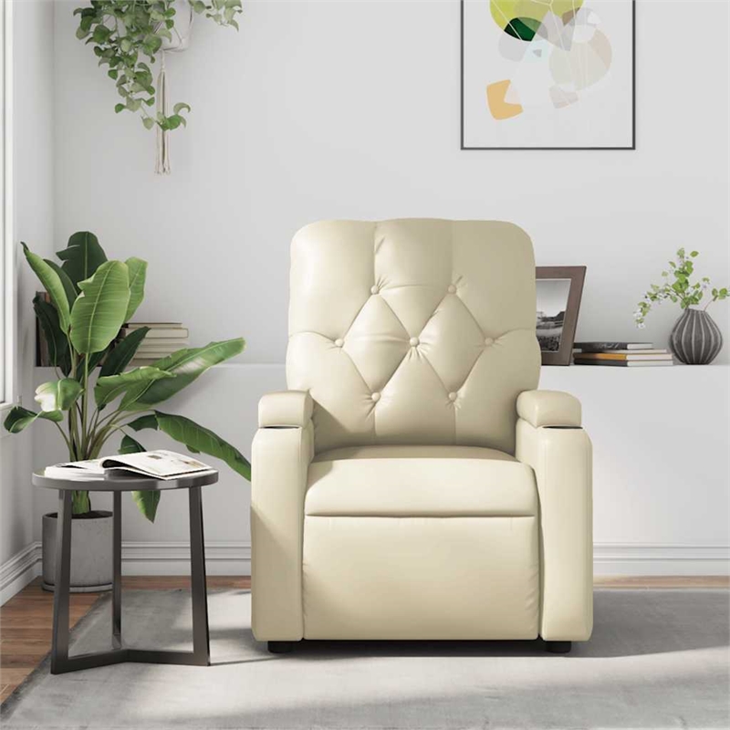 vidaXL Faux Leather Massage Recliner Chair in Cream