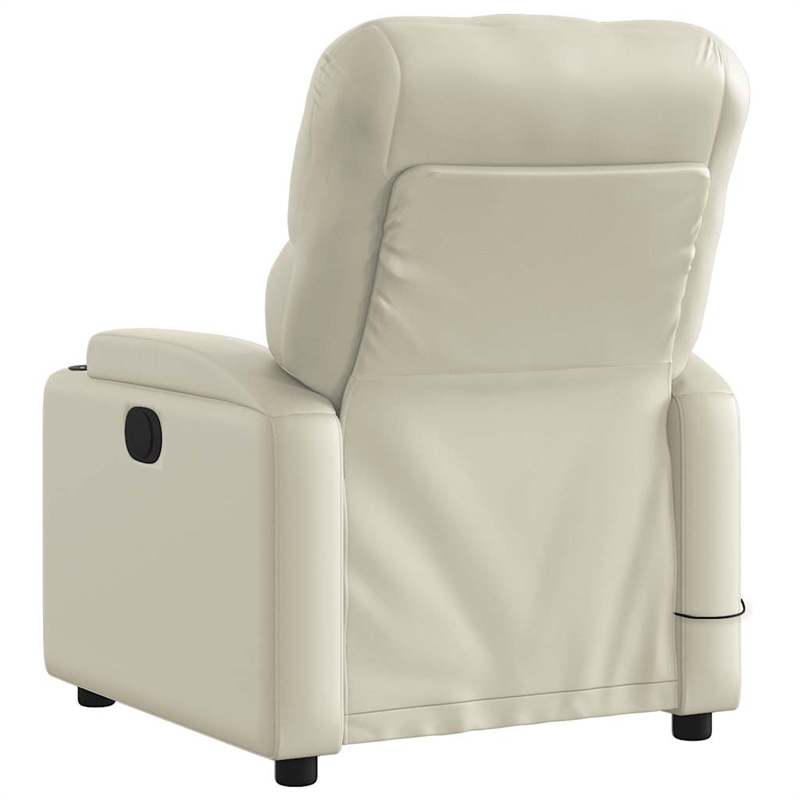 vidaXL Faux Leather Massage Recliner Chair in Cream