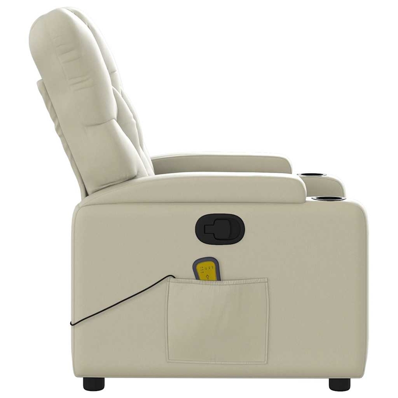 vidaXL Faux Leather Massage Recliner Chair in Cream