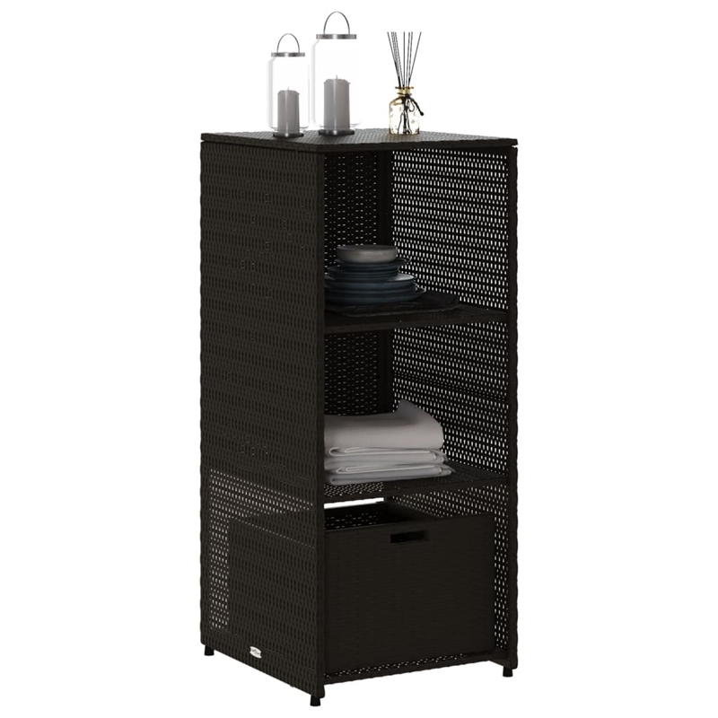 vidaXL PE Rattan Garden Storage Cabinet in Black