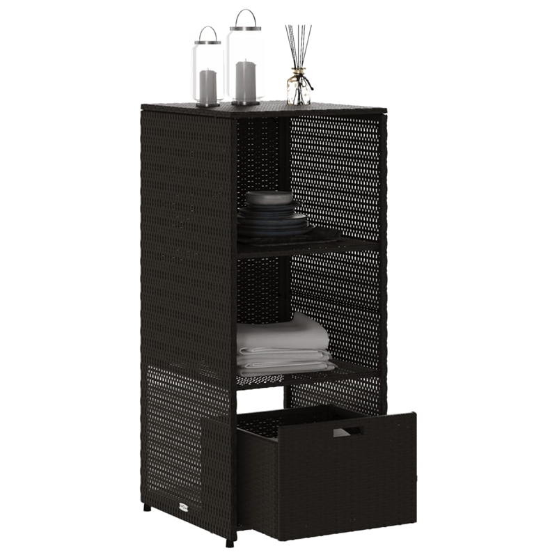 vidaXL PE Rattan Garden Storage Cabinet in Black
