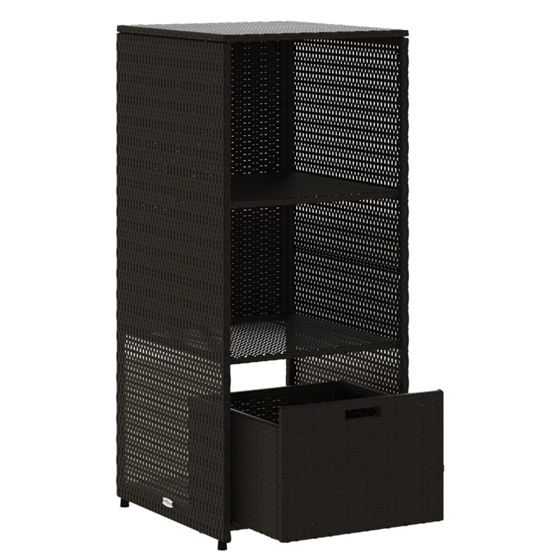 vidaXL PE Rattan Garden Storage Cabinet in Black