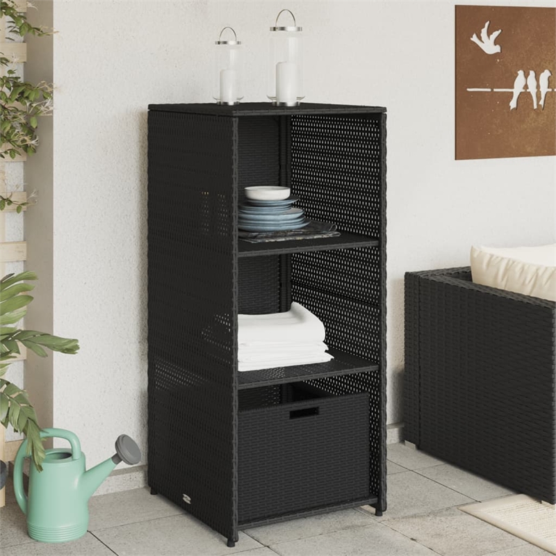 vidaXL PE Rattan Garden Storage Cabinet in Black