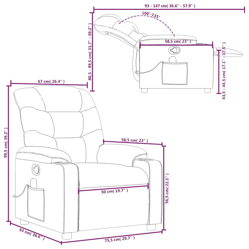 vidaXL Massage Recliner Chair in Dark Green