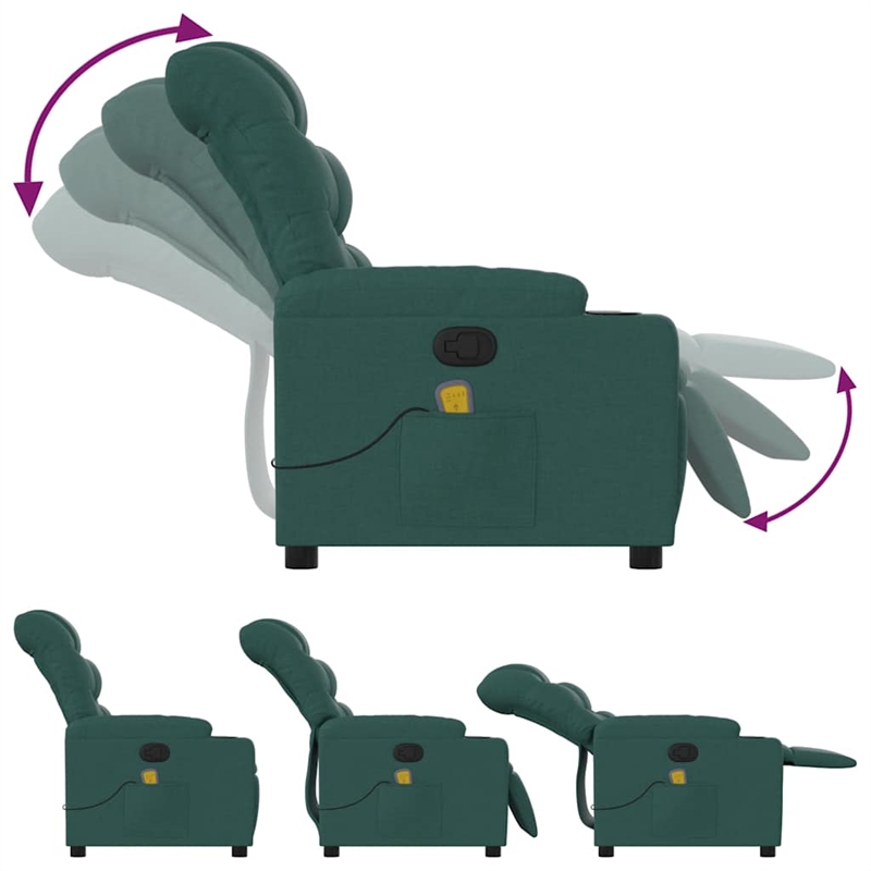 vidaXL Massage Recliner Chair in Dark Green