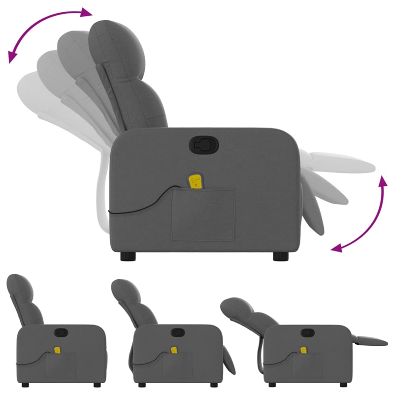 vidaXL Massage Recliner Chair in Dark Gray