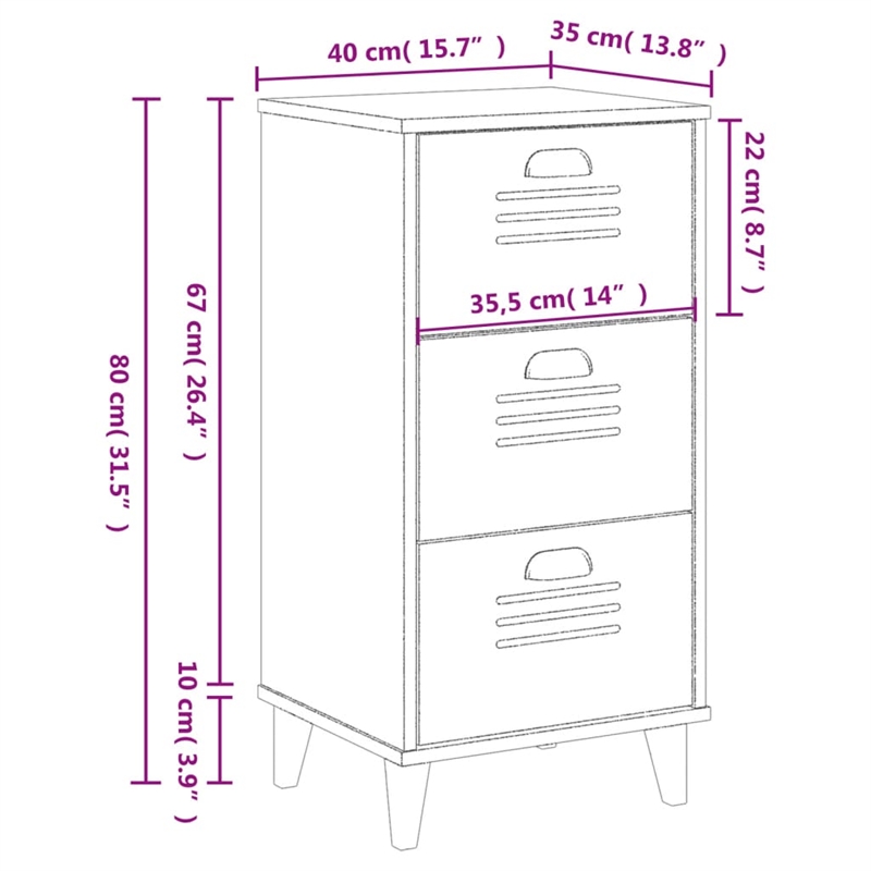 vidaXL Standard Engineered Wood Bedside Table in White