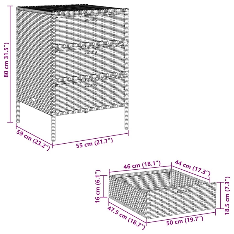 vidaXL PE Rattan Garden Storage Cabinet in Brown
