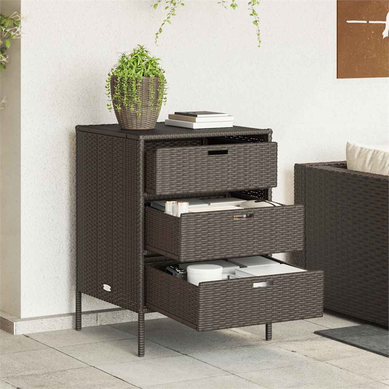 vidaXL PE Rattan Garden Storage Cabinet in Brown