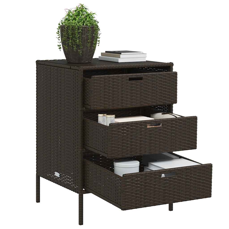 vidaXL PE Rattan Garden Storage Cabinet in Brown