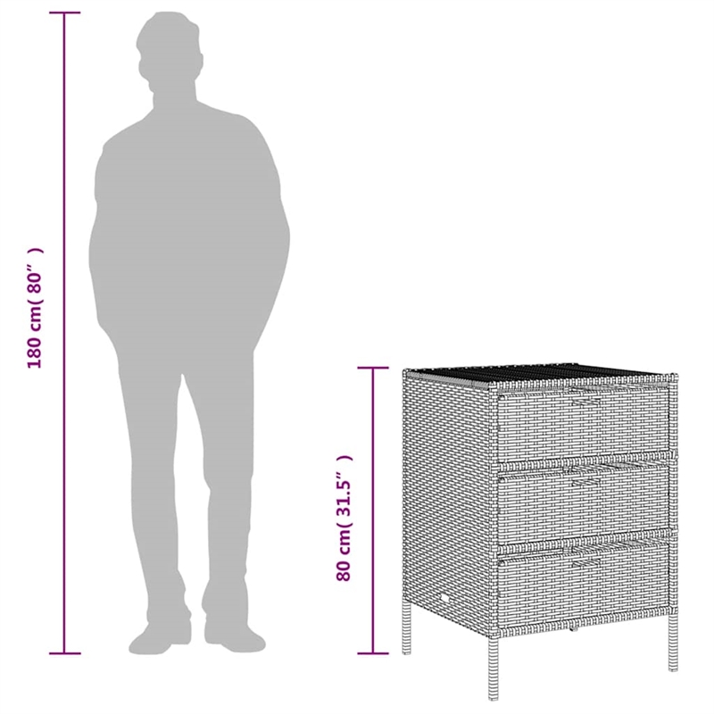 vidaXL PE Rattan Garden Storage Cabinet in Brown