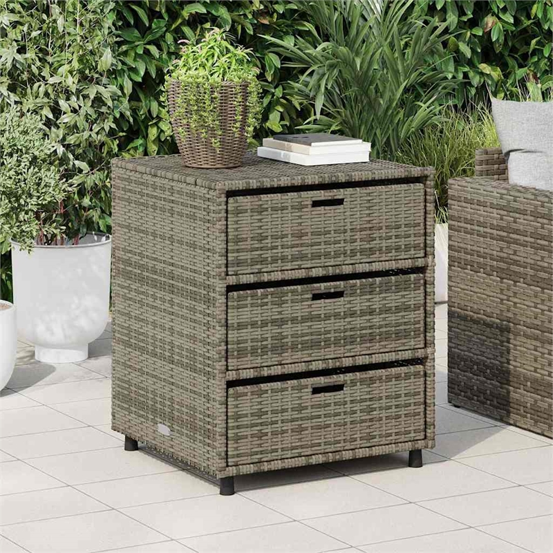 vidaXL PE Rattan Garden Storage Cabinet in Grey