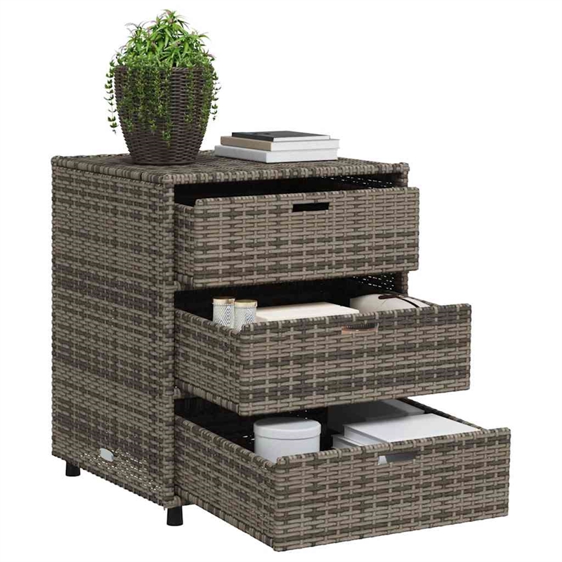 vidaXL PE Rattan Garden Storage Cabinet in Grey