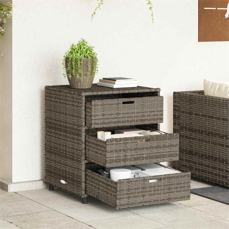vidaXL PE Rattan Garden Storage Cabinet in Grey
