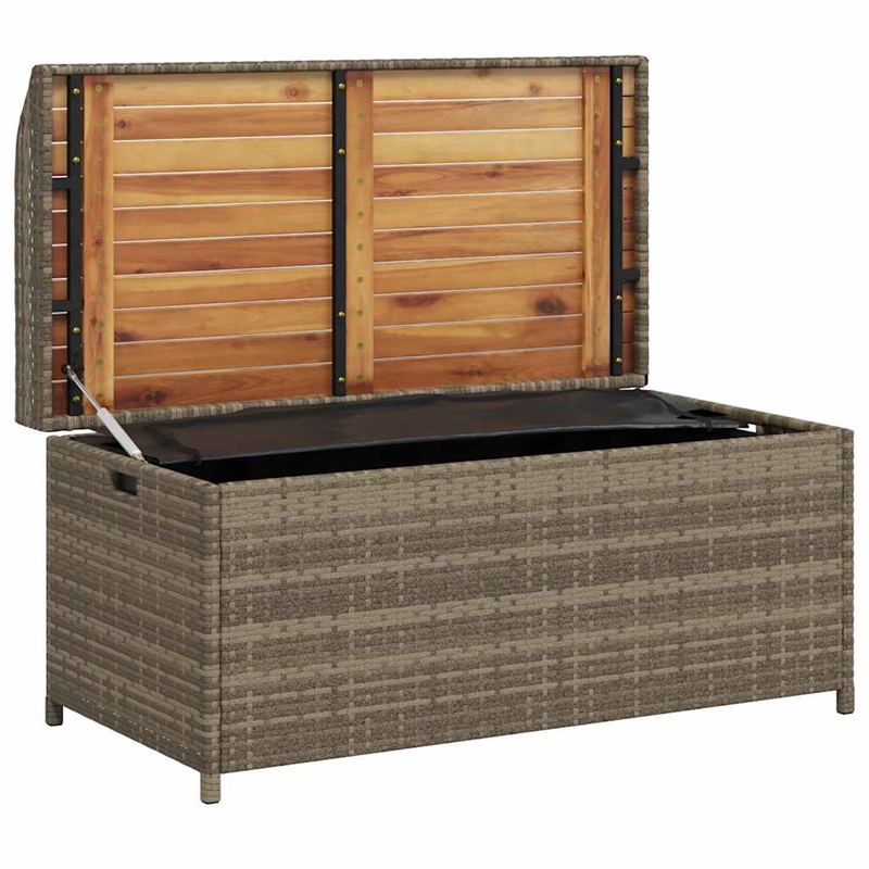 vidaXL Poly Rattan Storage Bench in Brown/Grey
