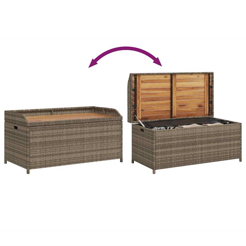 vidaXL Poly Rattan Storage Bench in Brown/Grey