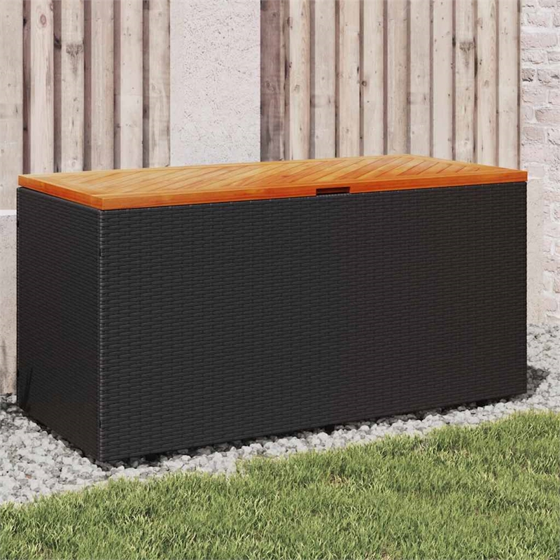 vidaXL Poly Rattan Garden Storage Box in Black