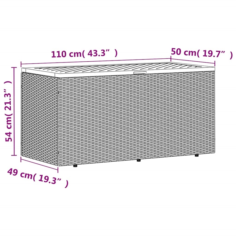 vidaXL Poly Rattan Garden Storage Box in Black