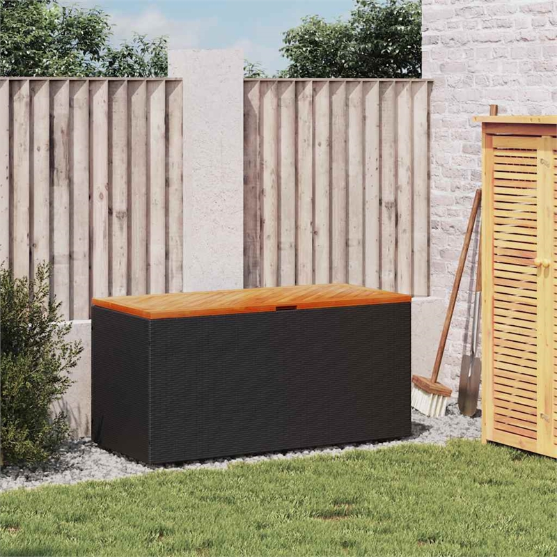 vidaXL Poly Rattan Garden Storage Box in Black