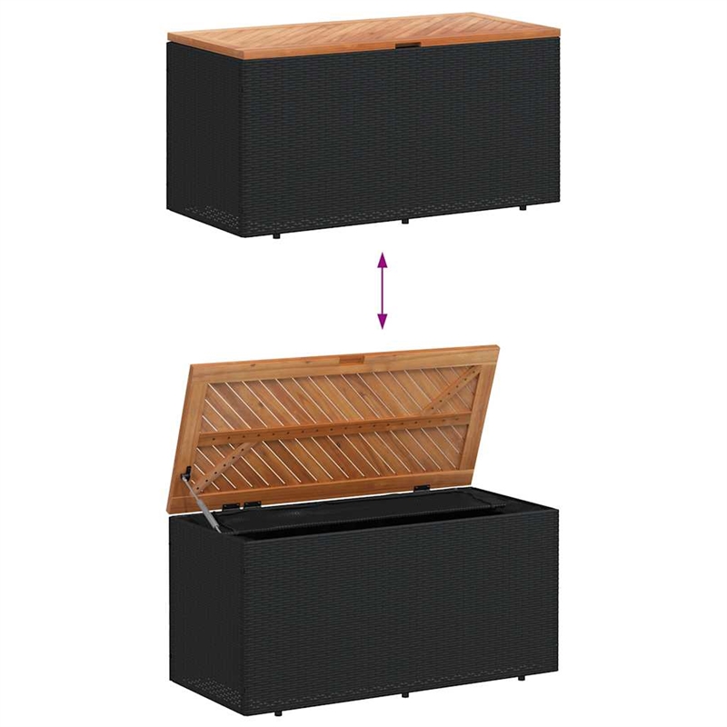 vidaXL Poly Rattan Garden Storage Box in Black