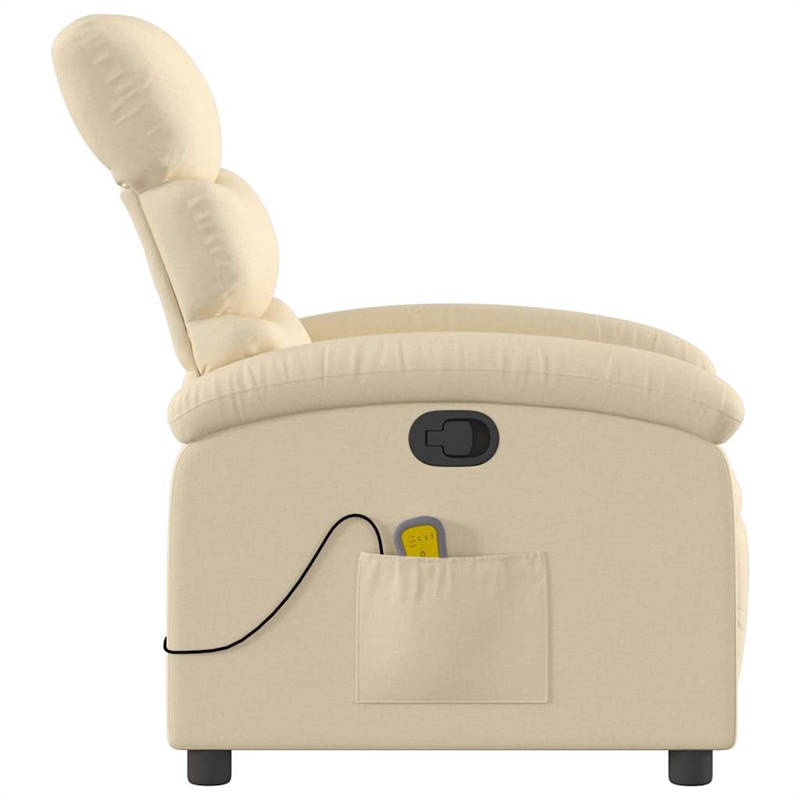 vidaXL Fabric Massage Recliner Chair in Cream