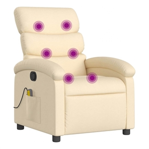 vidaXL Fabric Massage Recliner Chair in Cream