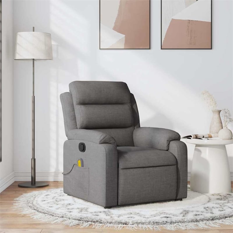 vidaXL Fabric Massage Recliner Chair in Dark Grey