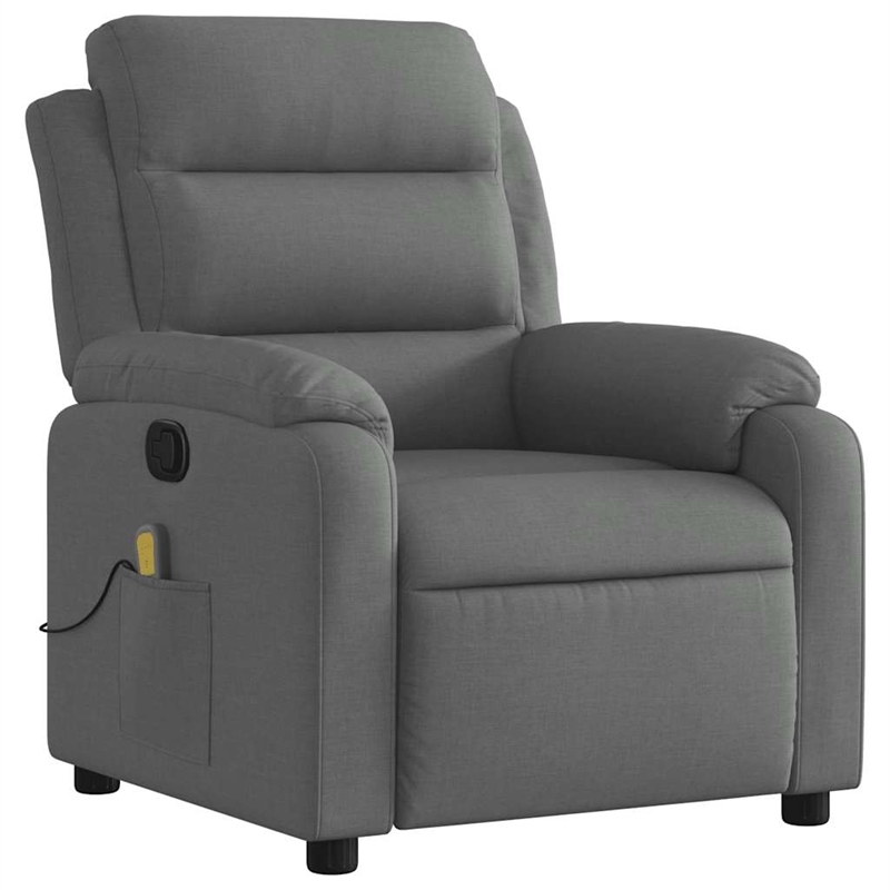 vidaXL Fabric Massage Recliner Chair in Dark Grey