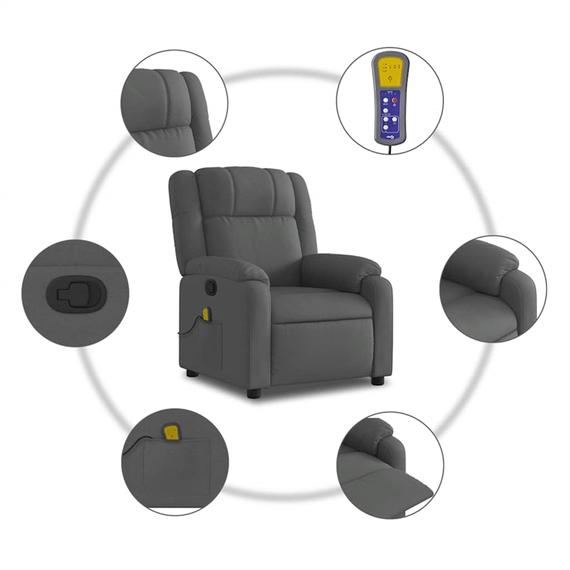 vidaXL Massage Recliner Chair in Dark Grey
