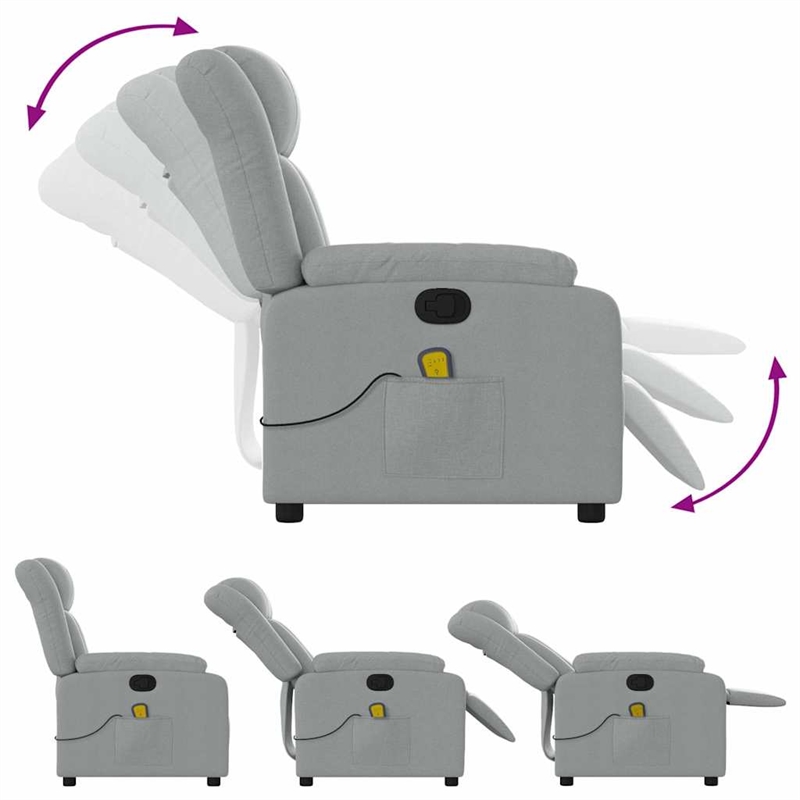 vidaXL Massage Recliner Chair in Light Gray