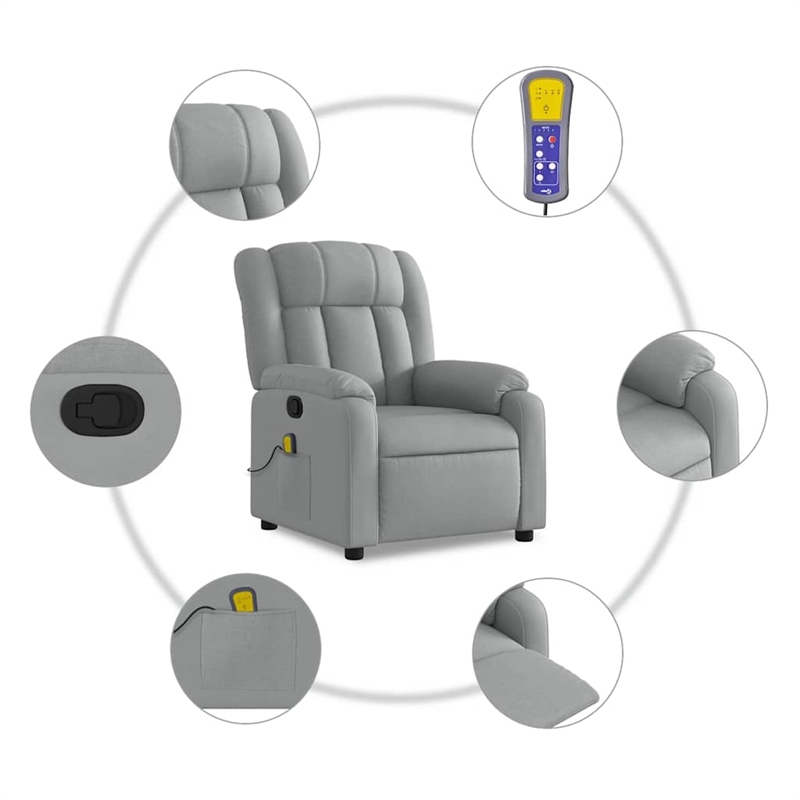 vidaXL Massage Recliner Chair in Light Gray